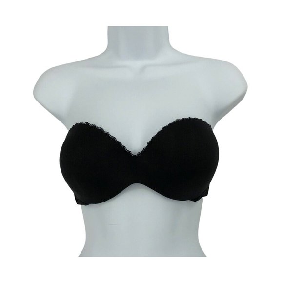 Lily Of France Gel Touch Push Up Strapless Bra Underwire Womens 36B Black - Picture 2 of 9